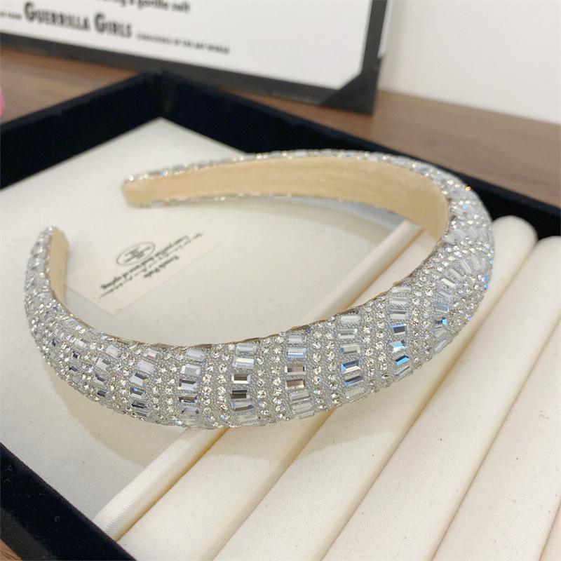 Barock Vintage Perle Glasperlen Schleife Stirnband Mode Haarband Voll Strass Schwamm Haarband Haarschmuck
