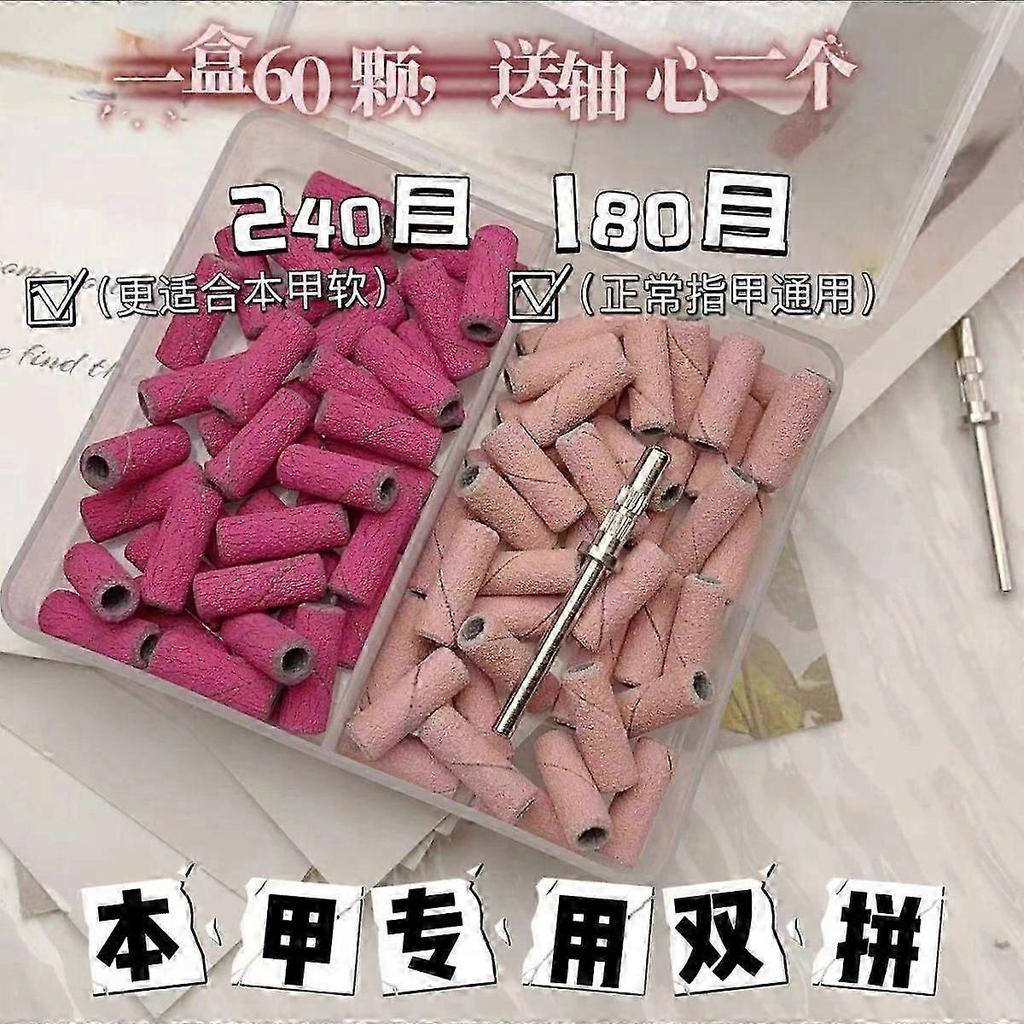 Pack of 60 Sanding Sleeves, Mini Grit Sanding Belts with 1 Pieces Nail Drill, Grit Sanding Caps Nail Cutter, Small Sanding Belts, Sanding Caps for Nai