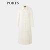 PORTS Women's Spring/Summer Split Design Simple Long Shirt Dress