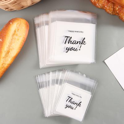 100 Pcs/Pack Thank You Clear Bags Self Adhesive Candy Cookie Bakery Pastry Bags