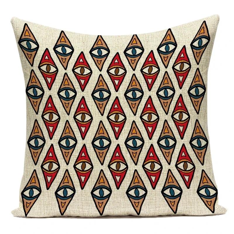 Retro Characters Cushions Case African Woman Sofa Seat Decorative Pillow Cases Abstract Geometry Home Cushion Cover