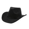 New Western Cowboy Hat European And American Fashion Jazz Top Hat Men And Women'S Ethnic Style Autumn And Winter Felt Hat Big Eaves Hat