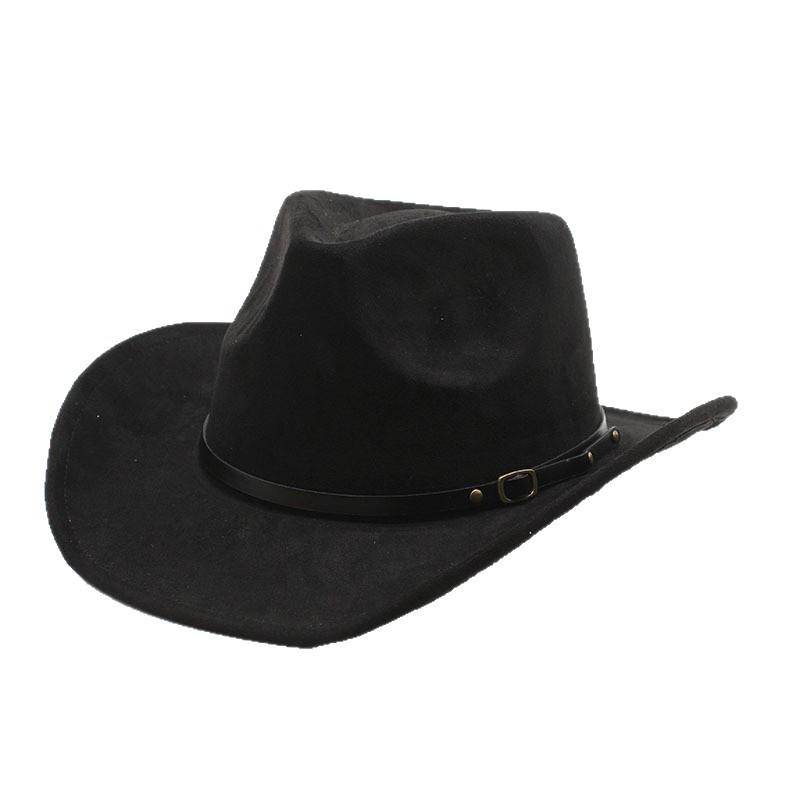 New Western Cowboy Hat European And American Fashion Jazz Top Hat Men And Women'S Ethnic Style Autumn And Winter Felt Hat Big Eaves Hat