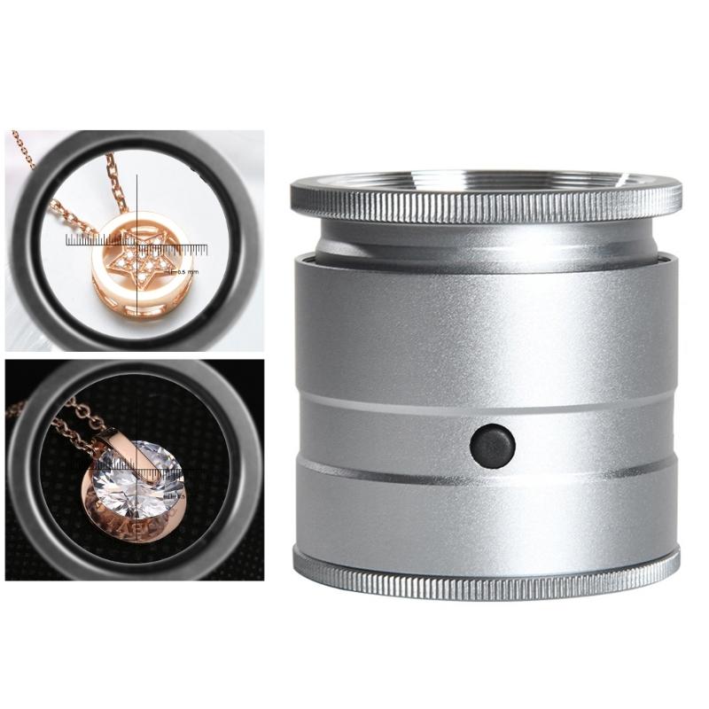 10X Vergrößerungsglaslinse Handheld Wiederaufladbare Augenlupe Vergrößerer mit Skala LED-Licht für Schmuck Briefmarken Inspektion