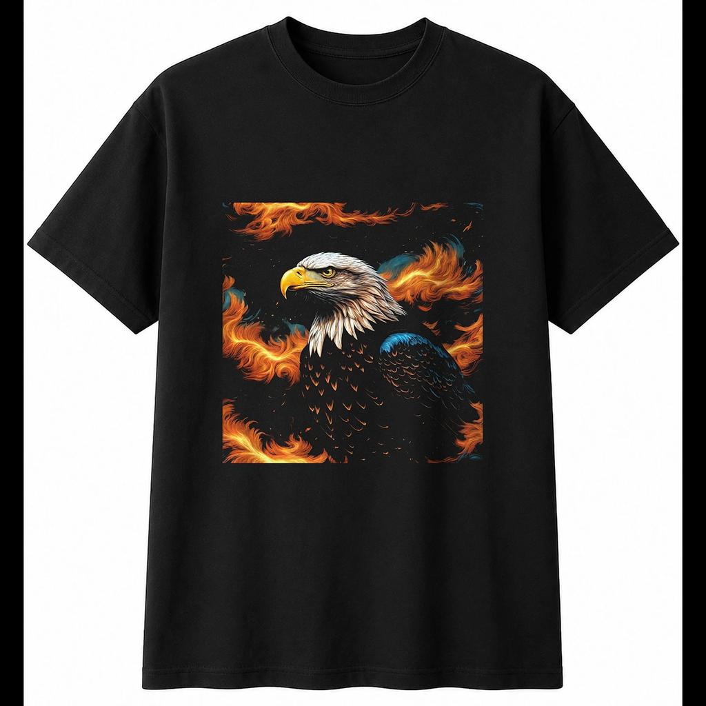 Eagle in a Storm Bird Mens T-Shirt Black 100% Cotton Nature Printed Birdwatching