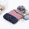 Women Winter Knitting Hat with Pom Poms Decor Patchwork Color Autumn Winter Jacquard Hat Windproof Breathable Headwear