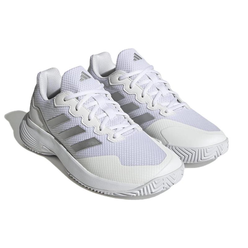 Adidas Gamecourt 2.0 Cloud White Silver Metallic Women's Sneakers HQ8476