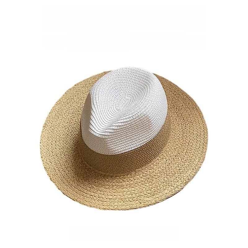 Women Foldable Straw Hat With Large Brim And Sun Block For Outdoor Travel