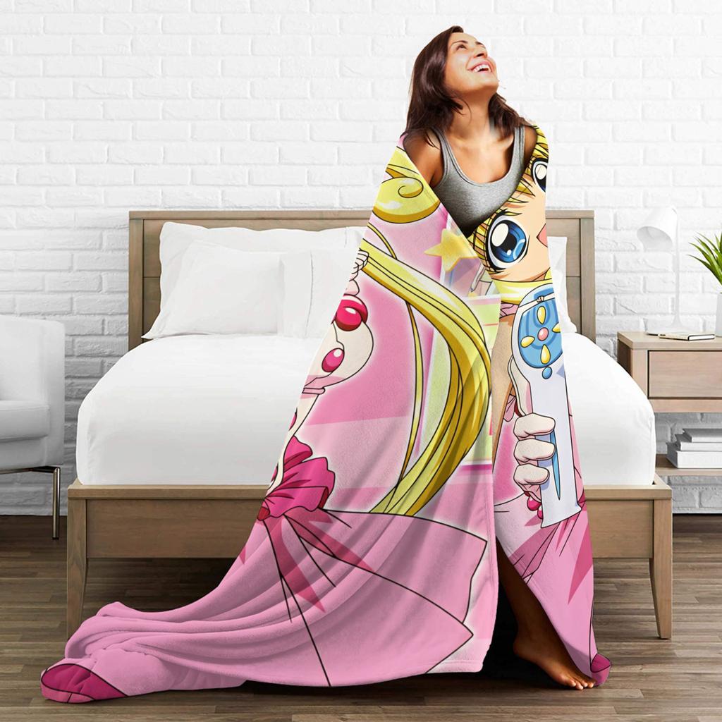 Warm Blanket Travel M-Mermaid Melody Pichi Pichi PitchS Throw Blanket Flannel Bedspread For Couch Chair Sofa Bed Sofa Bed Cover