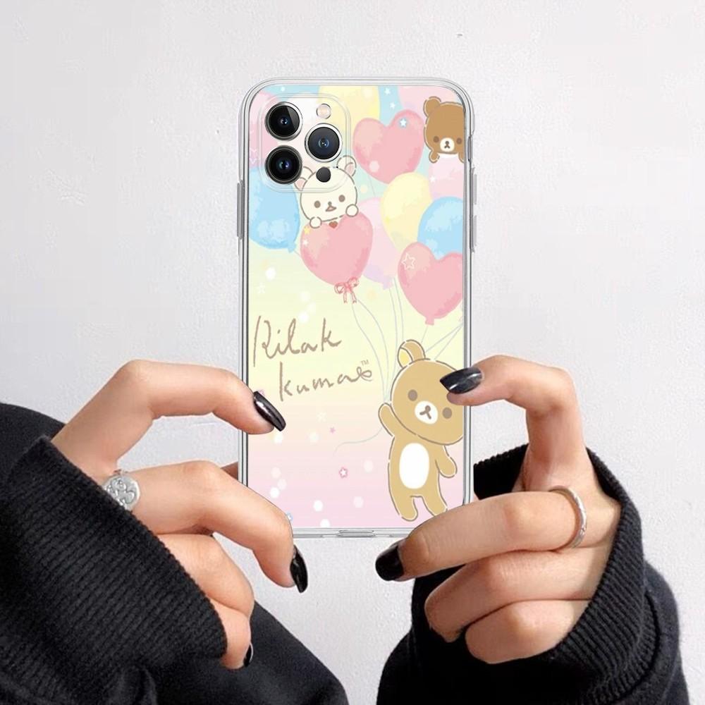 Cute Cartoon R-Rilakkuma Phone Case for iPhone 16 15 8 7 6 6S Plus X SE XR XS 14 11 12 13 Mini Pro Max Mobile Case