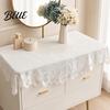 Square Lace Tablecloth Small Non-shrinking Scalloped Tablecloth White Floral Doily Vintage Style Table Cover for Coffee Side Tea Party