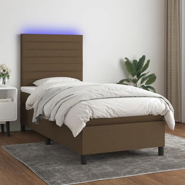 VidaXL Slat Bed Base with Mattress and LED, Upholstered Bed, Single Bed, Adult Bed for Interior Bedroom, 3134912