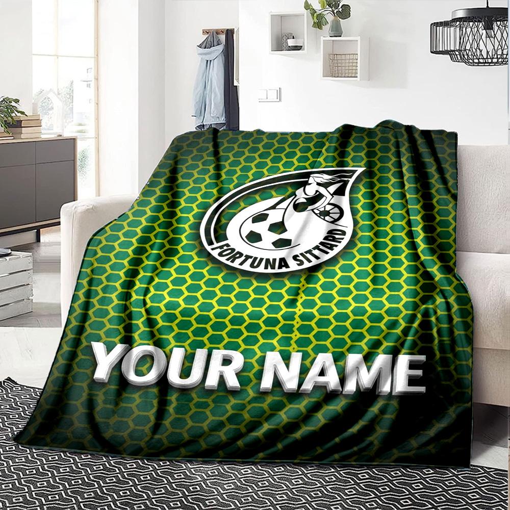 Name Custom Fortuna Sittard Print Flannel Blanket High Quality Warm Comfortable Cover for All Seasons Perfect for Gifts Home Decor