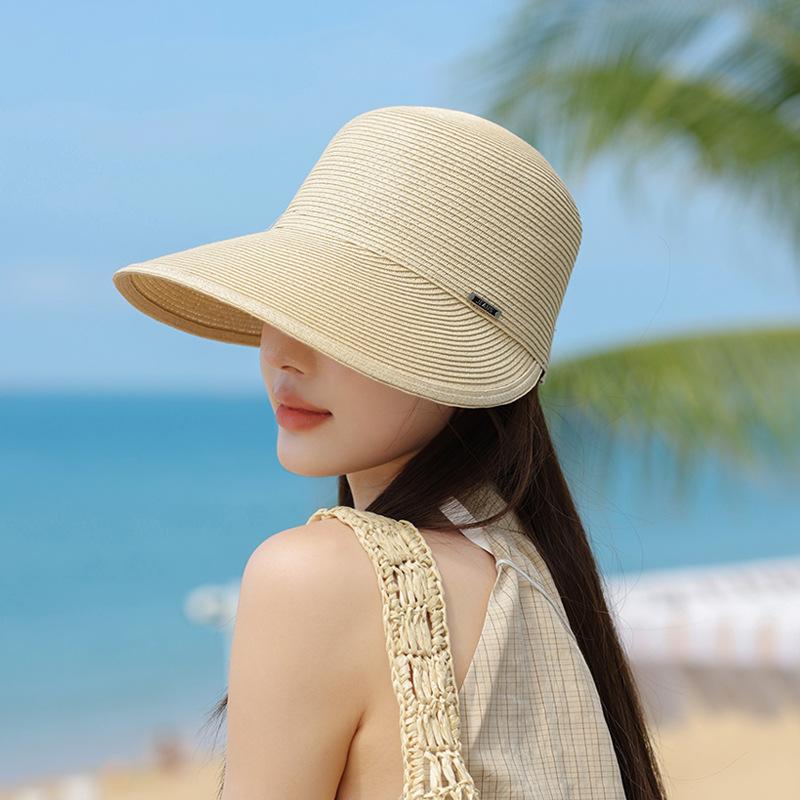 Chapeau d'été à larges bords tissé en paille, chapeau de soleil haut de gamme à la mode pour enfants, chapeau de soleil pour la plage au bord de la mer, voyage en plein air