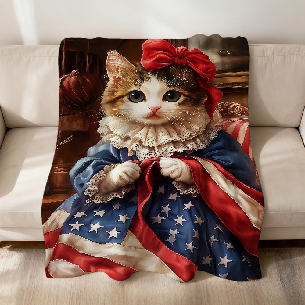 Cute fashion winter Christmas cat art Flannel soft warm plush blanket sofa living room pet hogar bedroom gift home Car portable