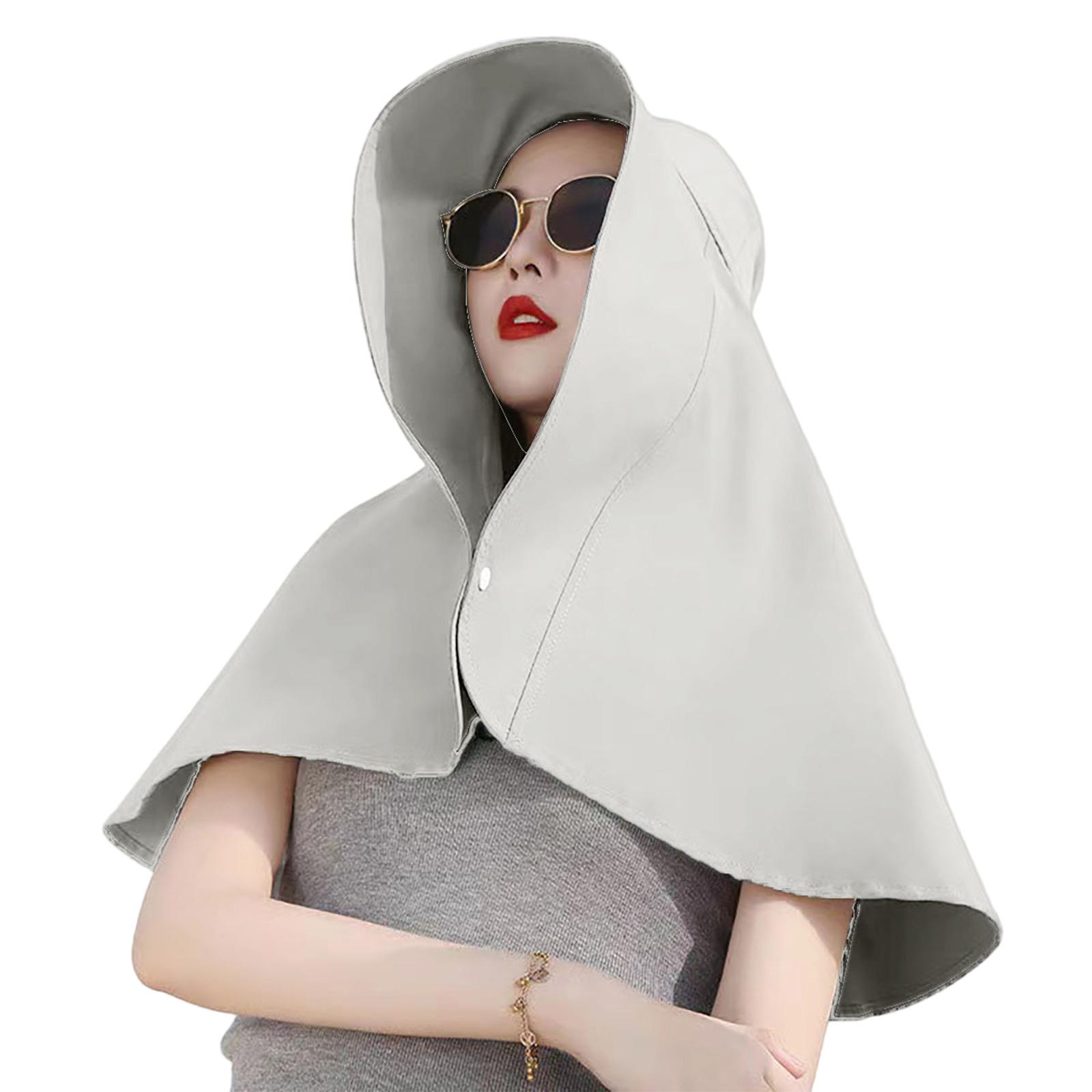 

Adjustable Sunproof Hat For Women Face Coverage Hat For Daily Wear And Outdoor Activity with Neck Covering Shawl сірий