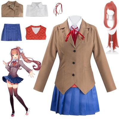 Anime Doki Doki Literature Club Monika Cosplay Kostüme Sayori Yuri Natsuki Halloween Kostüme für Damen Kleid Vestido Kleidung