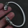 Pulseira Viking de Lobo em Aço Inoxidável Masculina com Amuleto de Pata de Urso Geri Freki para Presente Masculino
