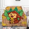 Cute Monkey Pattern digital-printed polyester Bedroom velvet flannel soft sofa cover blanket Fleece soft cover blankets for beds