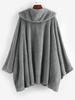 Rosegal Plus Size Batwing Sleeve Pockets Asymmetric Fleece Poncho