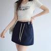 Women's Gray High-Waist A-Line Sports Skirt with Attached Shorts - Spring to Autumn Wear