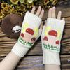 Mushroom Gloves, Winter Warm Half-Finger Fingerless Women's Cold-Proof Mittens Long Warm Women's Knitted Mushroom Gloves