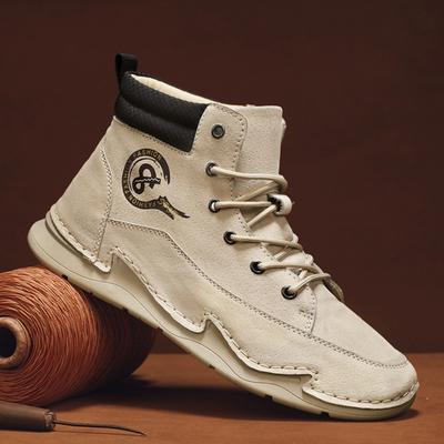 Scarpe da ginnastica casual con lacci in pelle alte da uomo, taglie forti 39-46