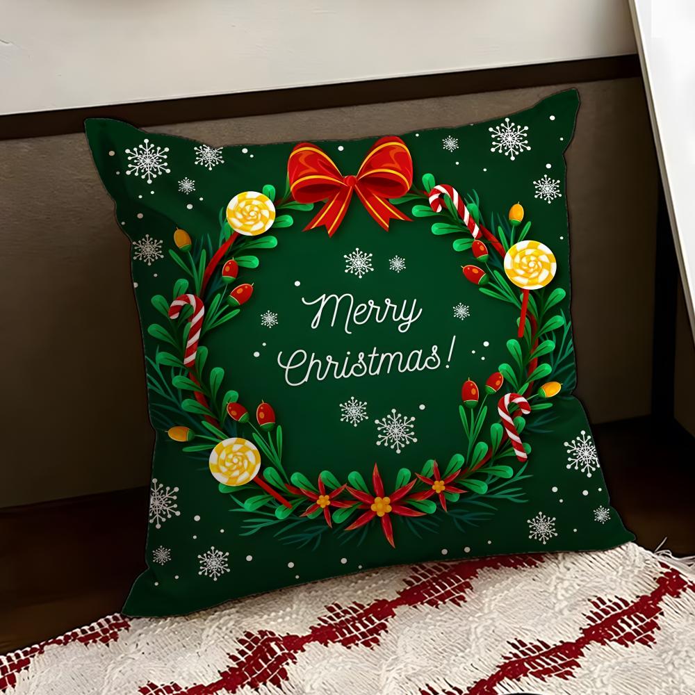 christmasS Cushion Cover Reversible Soft Durable Pillow Cover Home  Car MultiScene Use for Daily Comfort