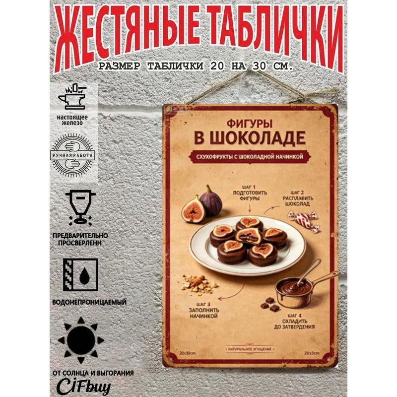 Metal Wall Sign with Home Recipes Design for Kitchen Decor, 20x30cm