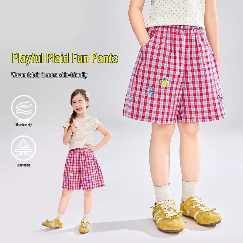 ASK JUNIOR Girls  Red Plaid Bermuda Shorts 130