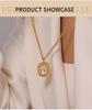 Minimalist Gold-Plated Titanium Steel Pendant with Diamond-Accents - Geometric Oval Design Jewelry Set.