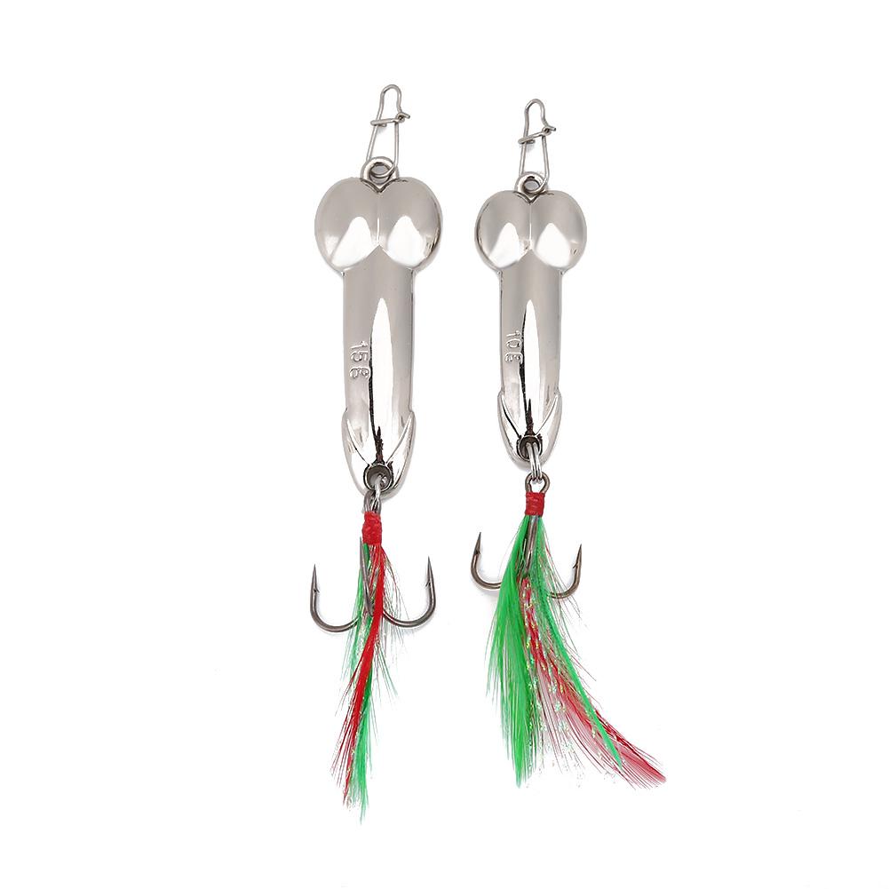 2 Stück Vibrations-Metall-Köder-Set für die Fischerei, Harte Angelköder mit Haken (10gSliver  15gSilver)