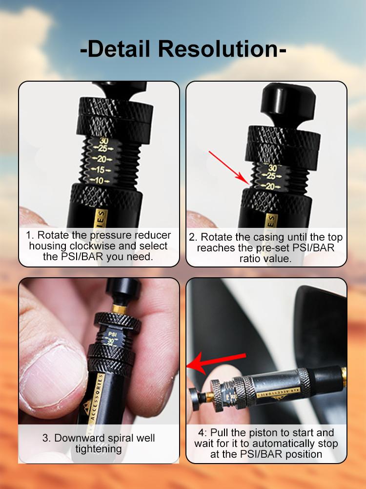 4pcs Adjustable Auto-Stop Tire Deflator Valve Sets(10-30 PSI)Screw-on Tyre Air Down Tool for Vehicles Motorcycle Offroad 4x4