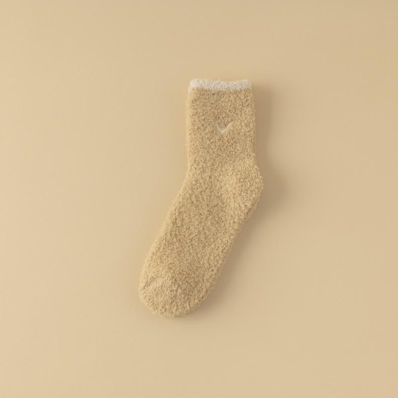 

Coral Fleece Socks Women S Autumn And Winter Thickened Non-Shedding Stockings Floor Socks Home Sleeping Socks One size верблюд
