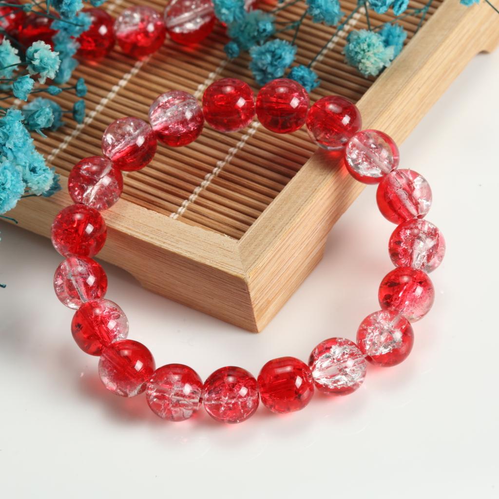 10mm Cracked Flower Glass Beaded Bracelets, Multi-Color Y2K Sweet Cool Style Bracelets for Women Fashion Jewelry Accessories