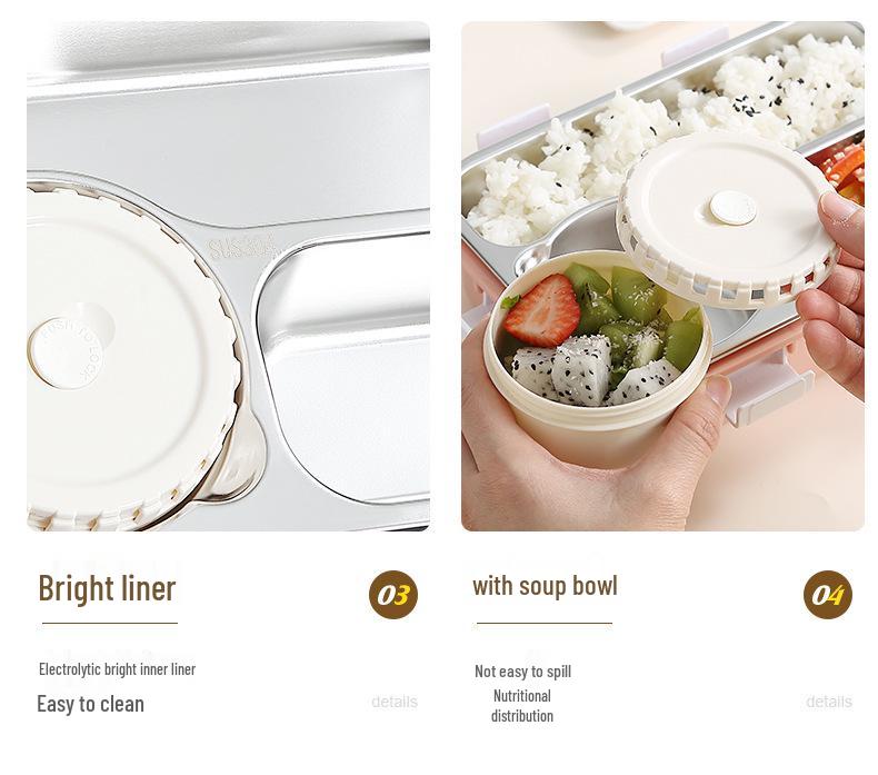 304 Stainless Steel Insulated Bento Lunch Box for Children - Food Grade, Single Compartment