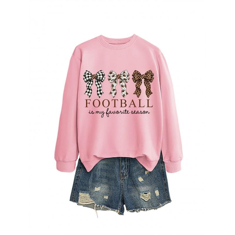 Womens Casual Loose Fit Crewneck Sweatshirt Football Print Everyday Wear
