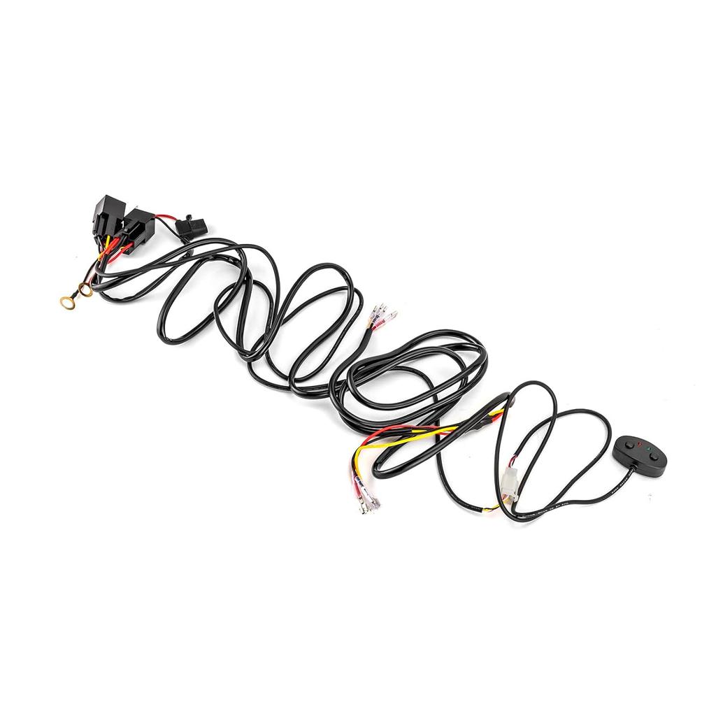 Wsays Dual Color Amber White Light Bar Wiring Harness Kit 2 Leads with Relay Push Button Switch Compatible with 12V Vehicles Truck, ATV, UTV,