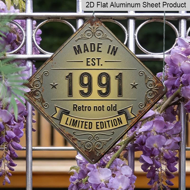 

2D Flat -1pc, 1991 Vintage Aluminum Sign, Home Decor, Housewarming Gift, Retro Wall Art, Garage Decoration, Wall Adornment, Porch Decor, Garden 20*20cm