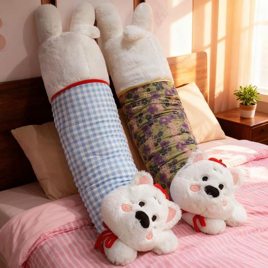 Long Dog Pillow Stuffed Animal Cute Puppy Leg Pillow Fluffy Back Support Cushion Cuddly Plush Toy for Side Sleeping Sitting