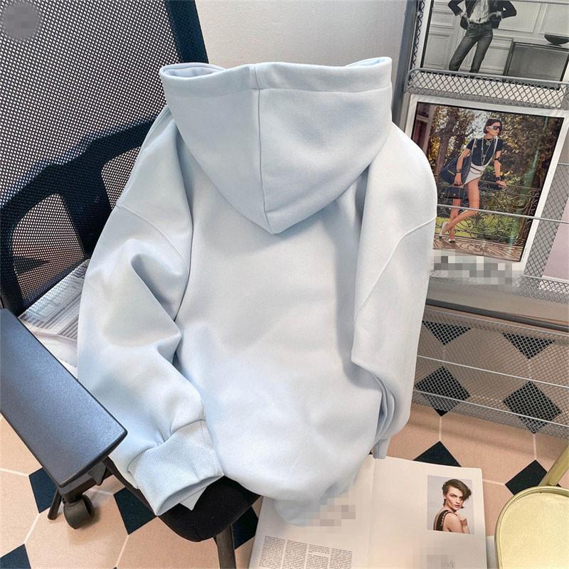 Women's Plus Size Blue Bubble Letter Hoodie - Heavyweight, Casual, Versatile, for Spring and Autumn (up To 300 Jin)