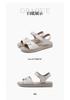 Red Dragonfly Women's Summer Casual Genuine Leather Sandals - Soft Sole Flat Bottom for Middle-Aged and Elderly.