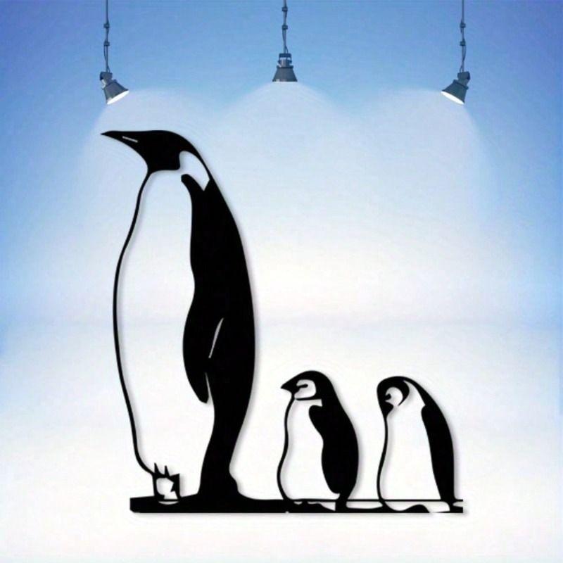 Metal Penguin Wall Art Geometric Vintage Decor Living Room