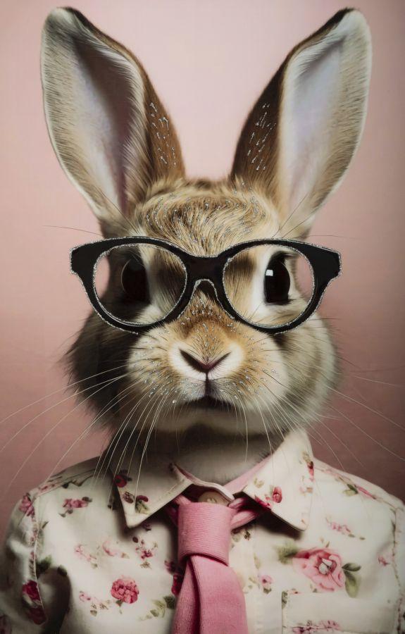 Lackiertes Wandbild mit Rahmen Hase mit Rahmen cm 62,5X2,8X62,5