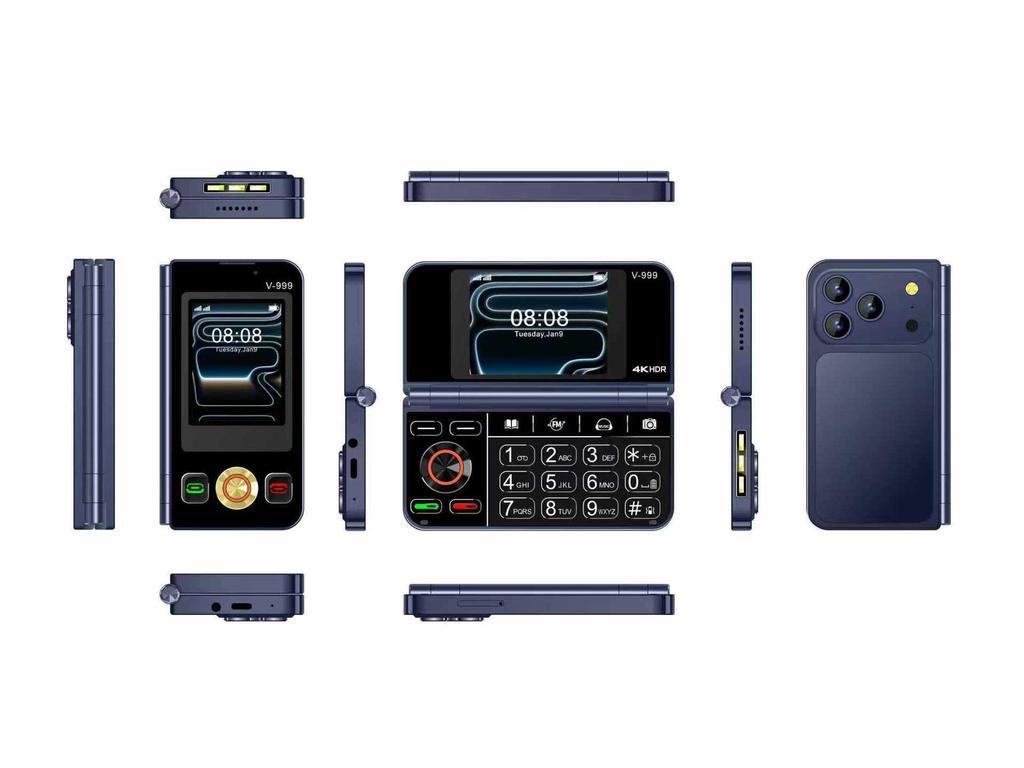 V-999 2G Dual Screen Flip Phone with Folding Design for Students