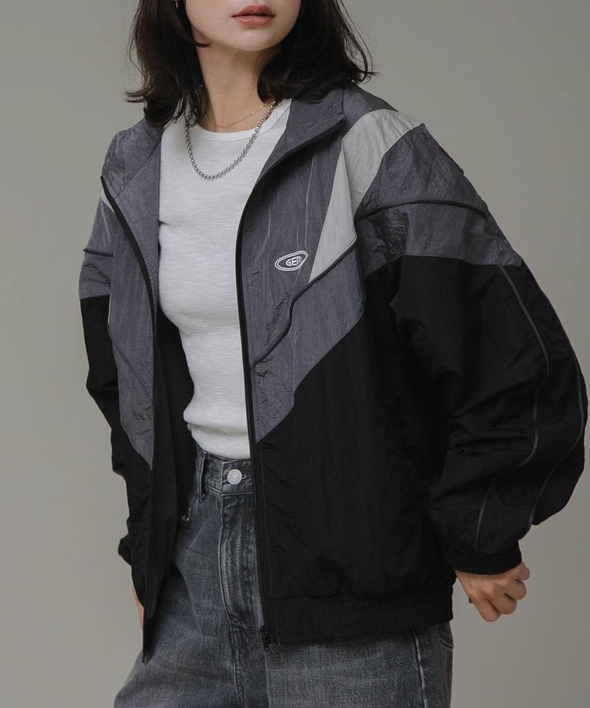 GEM SPORTSWEAR NYLON TRACK JACKET Black M [Sunny Label] Jacket/Coat "Unisex" Women's LA46-27C901
