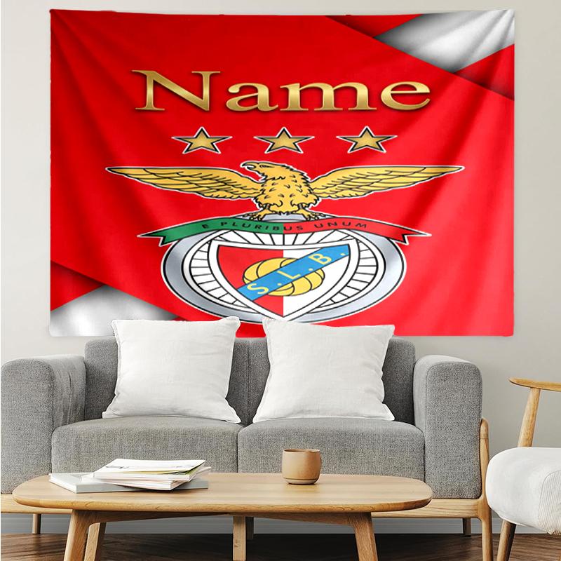 Tapisserie Personnalisée avec Impression Benfica, Toile de Fond, Installation Facile, Idéale pour la Chambre à Coucher, le Bureau et le Salon, avec Décoration Murale Esthétique.