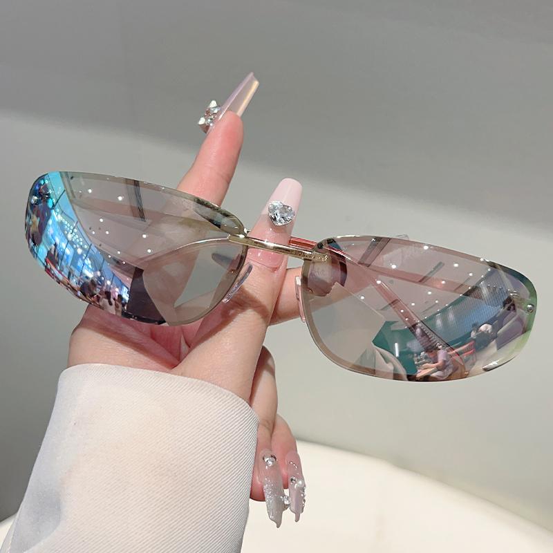 Y2k Rimless Sunglasses Women New Stylish Outdoor Decor Shades Women Trendy Luxury Brand Design Mirror Sun Glasses