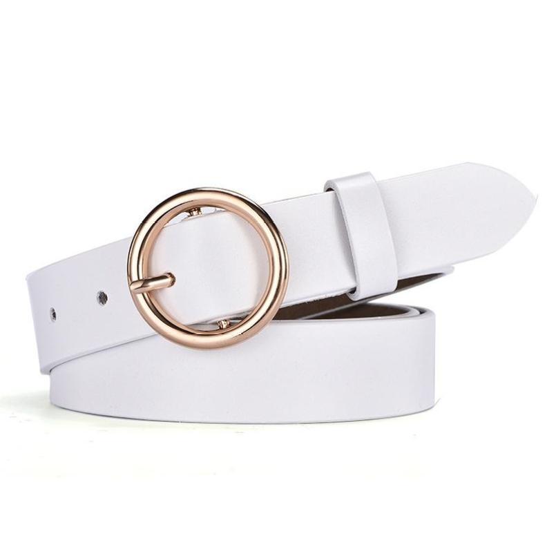 Luxury Brand Faux Leather Women Belts High Quality Fashion Round Pin Buckle Waist Belt