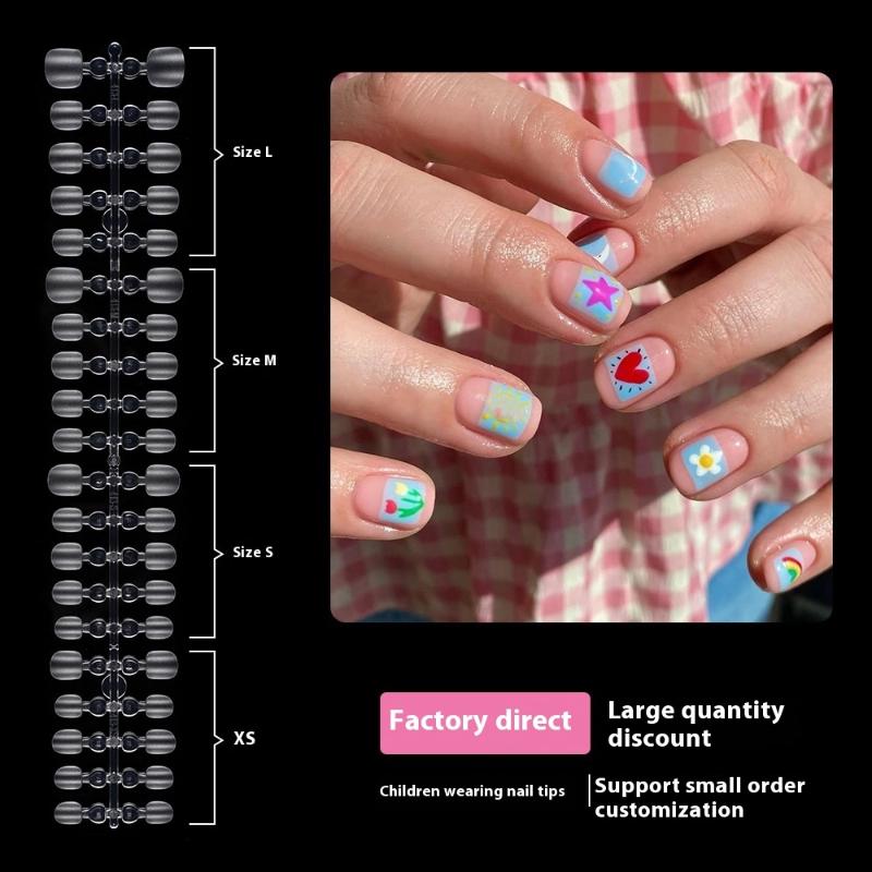 100Pcs Kids False Nails Press On Nails Coffin Artificial Nails Clear Fake Nail Tips For Extension Manicure Tool